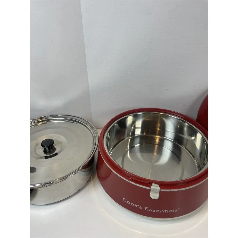Cook's Essentials Thermal Food Carrier Red Insulated Round Server Potluck